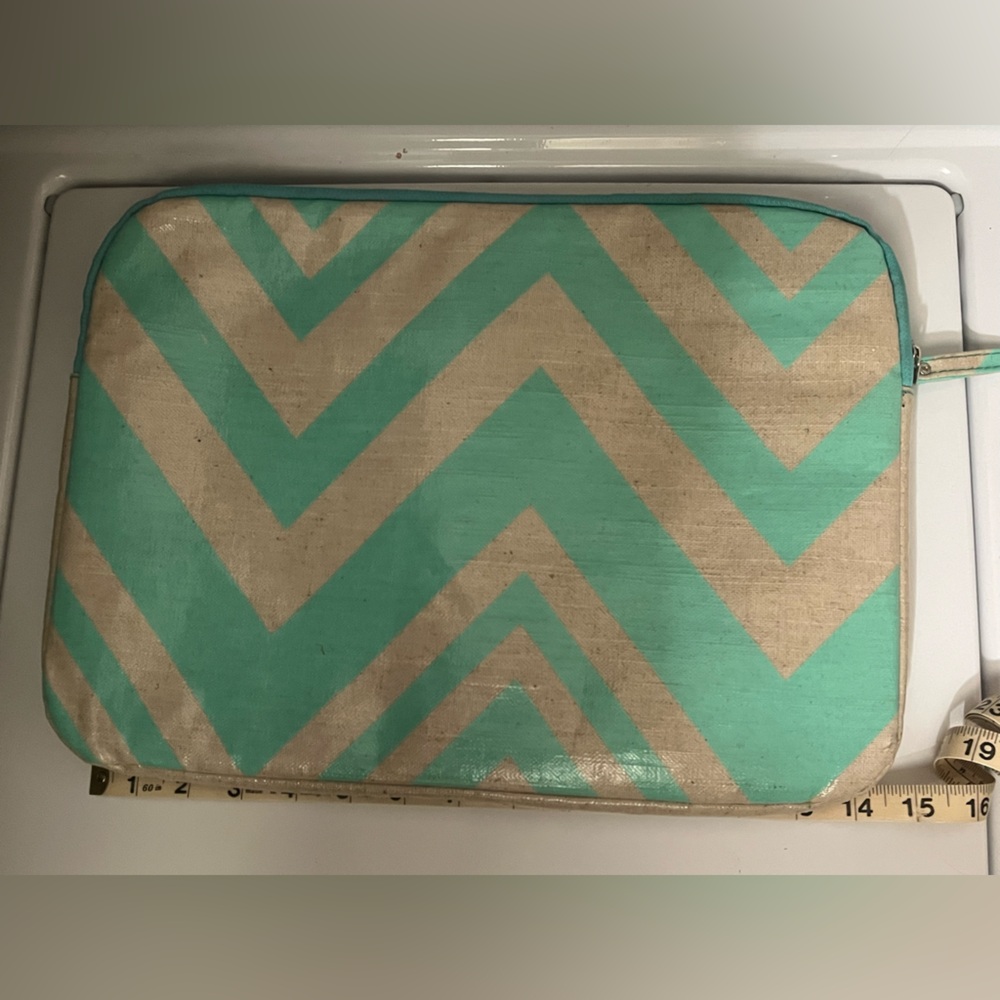 Studio C Aqua and Beige Laptop Sleeve